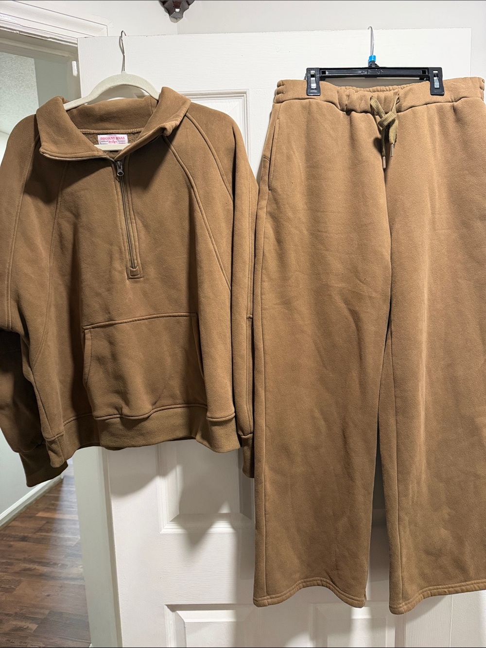 Women’s Cozy Half-Zip Sweatshirt & Drawstring Pants Set - Brown